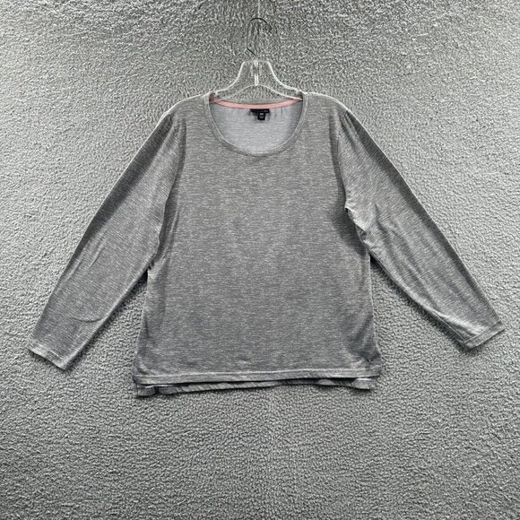Tahari Womens Top Medium Heather Gray Long Sleeve Pullover Shirt Stretch‎ Pocket - Picture 1 of 10